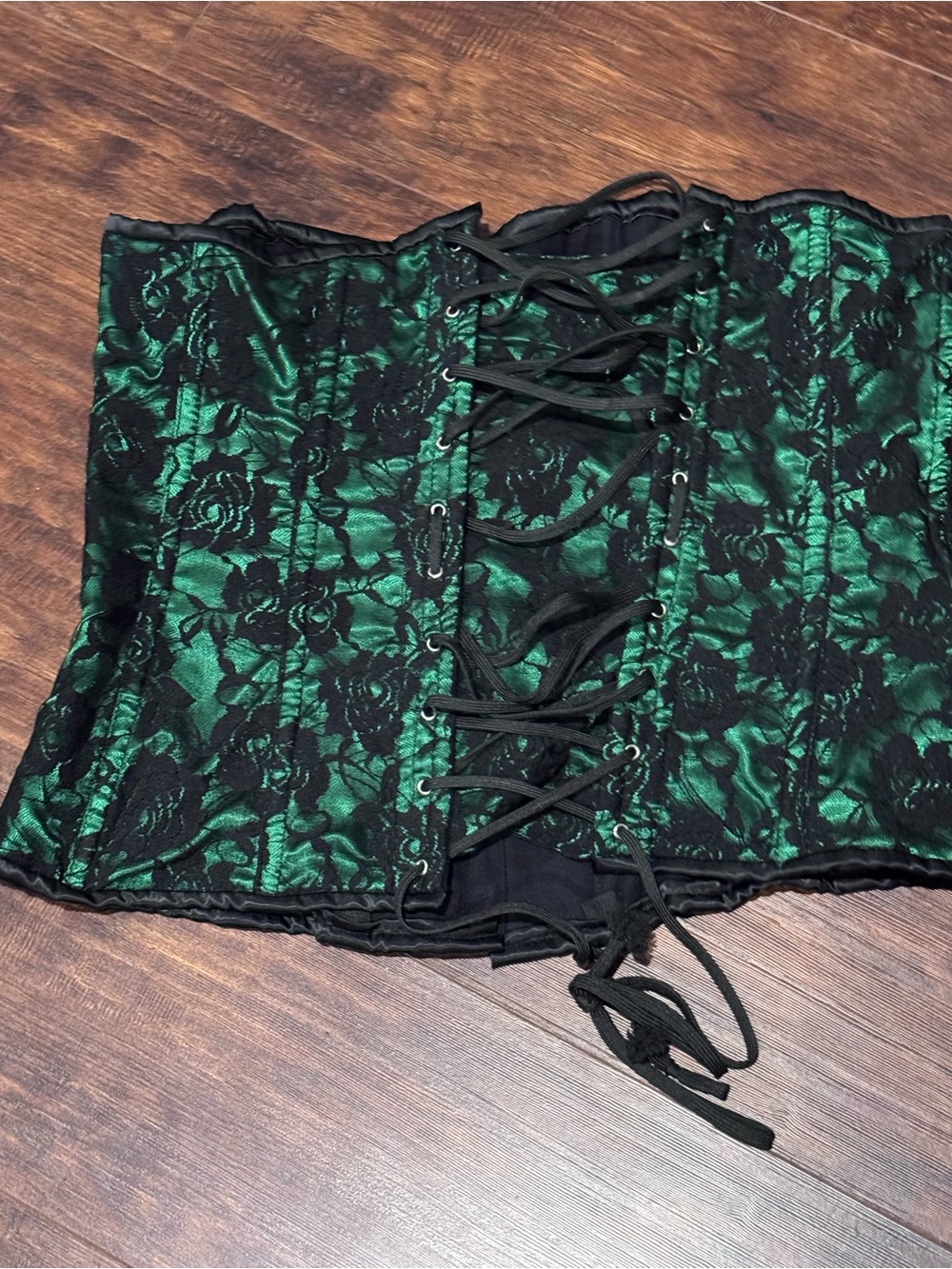 Lavish by Daisy Corsets Green w/ Black Lace Overlay Overbust Corset